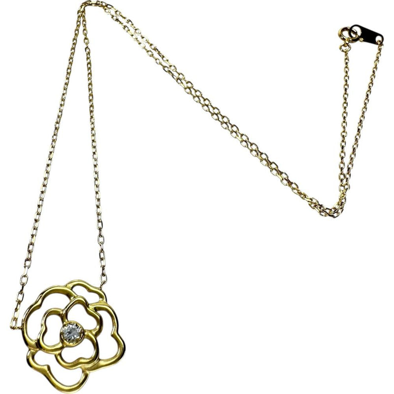 フラワーモチーフ　薔薇モチーフ ダイヤモンド 0.124ct ネックレス K18ゴールド 18金 3.2g 38cm レディース
【中古】【真子質店】【NN】




【MaMix】