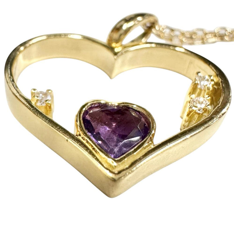 ハートモチーフ　ハート アメジスト 0.27ct ダイヤモンド 0.05ct ネックレス K18ゴールド 18金 4.7g 41cm レディース
【中古】【真子質店】【NN】




【MoMax】