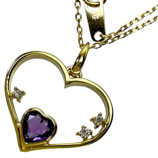 ハートモチーフ　ハート アメジスト 0.27ct ダイヤモンド 0.05ct ネックレス K18ゴールド 18金 4.7g 41cm レディース
【中古】【真子質店】【NN】




【MoMax】