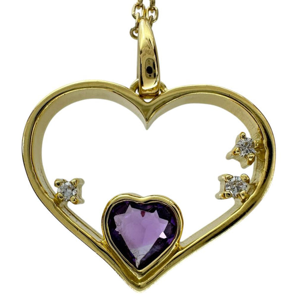 ハートモチーフ　ハート アメジスト 0.27ct ダイヤモンド 0.05ct ネックレス K18ゴールド 18金 4.7g 41cm レディース
【中古】【真子質店】【NN】




【MoMax】