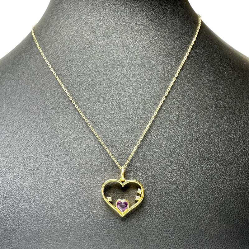 ハートモチーフ　ハート アメジスト 0.27ct ダイヤモンド 0.05ct ネックレス K18ゴールド 18金 4.7g 41cm レディース
【中古】【真子質店】【NN】




【MoMax】