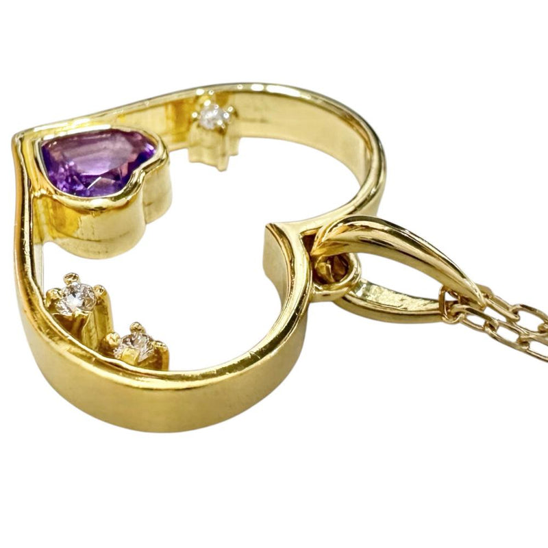 ハートモチーフ　ハート アメジスト 0.27ct ダイヤモンド 0.05ct ネックレス K18ゴールド 18金 4.7g 41cm レディース
【中古】【真子質店】【NN】




【MoMax】