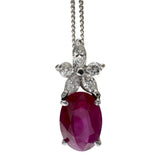 Burmese ruby ​​2.012ct, diamond 0.27ct, Pt850 platinum/Pt900 platinum necklace, 4.0g, 40cm, women's
 [Used] [Makoto Pawn Shop] [NN]




 [TxSx] 