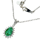0.84ct emerald and 0.19ct diamond necklace in 18K white gold (18K gold/Pt900 platinum), 5.3g, 45cm, for women
 [Used] [Makoto Pawn Shop] [NN]




 [MiMix] 