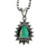 0.84ct emerald and 0.19ct diamond necklace in 18K white gold (18K gold/Pt900 platinum), 5.3g, 45cm, for women
 [Used] [Makoto Pawn Shop] [NN]




 [MiMix] 
