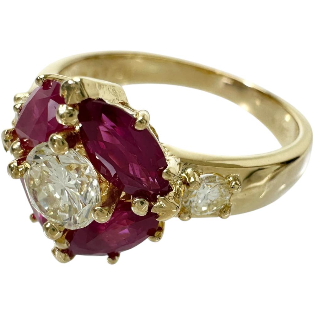 K18WG 天然ルビー 0.38ct 天然ダイヤモンド 0.30ct リング