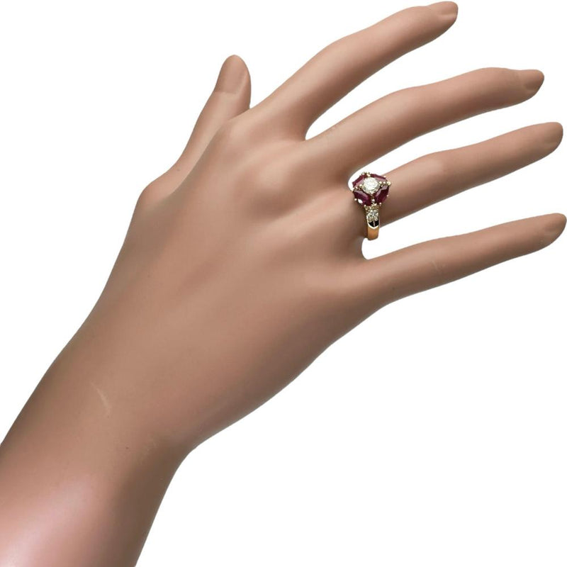 10号 ルビー 1.20ct ダイヤモンド 0.37/0.15ct リング・指輪 K18