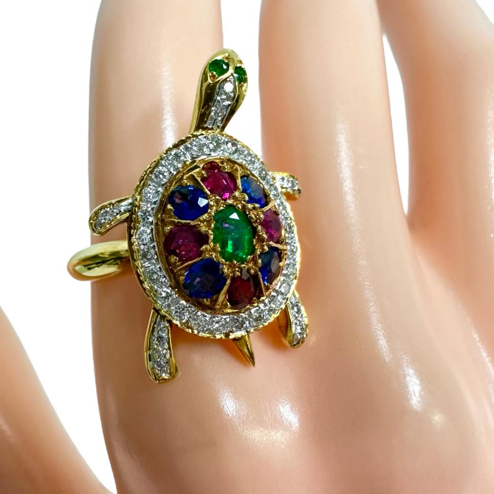 14号 カメモチーフ ダイヤモンド 計0.24ct エメラルド/ルビー
