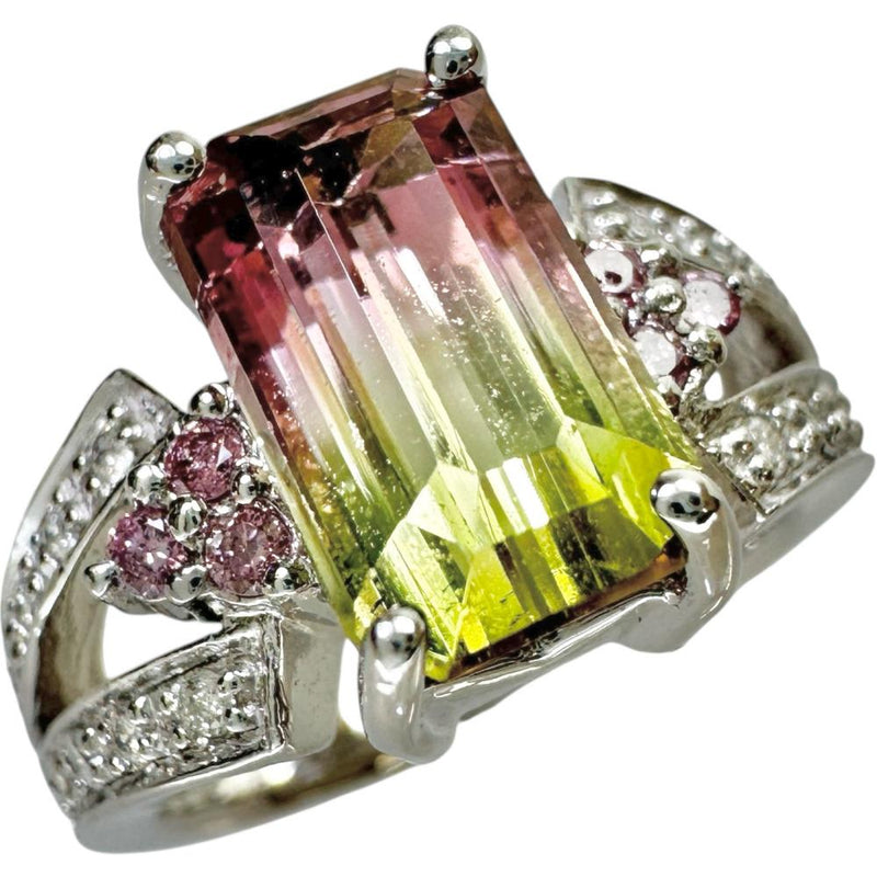 11号 バイカラートルマリン 3.48ct ダイヤモンド 0.18ct ピンク 