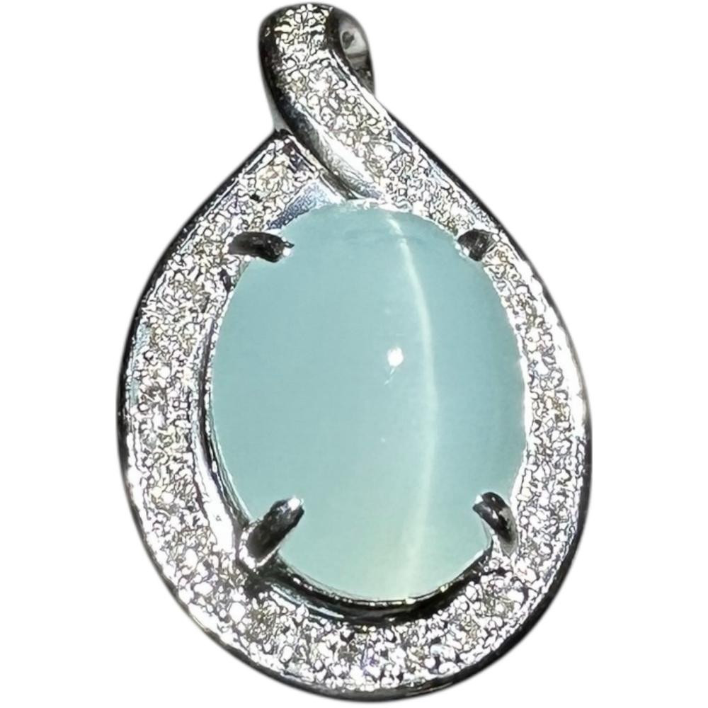 アクアマリンキャッツアイ 7.02ct ダイヤモンド 0.31ct