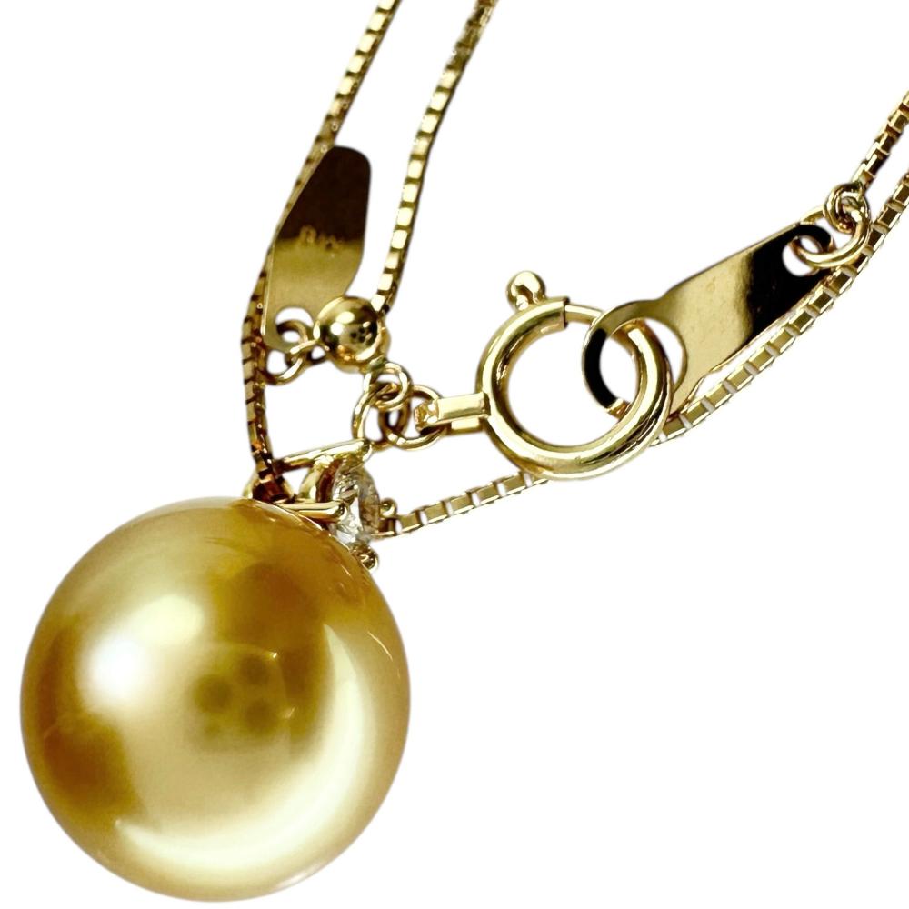 TASAKI/タサキ】 白蝶ゴールデンパール10.4mm ダイヤモンド 0.09ct