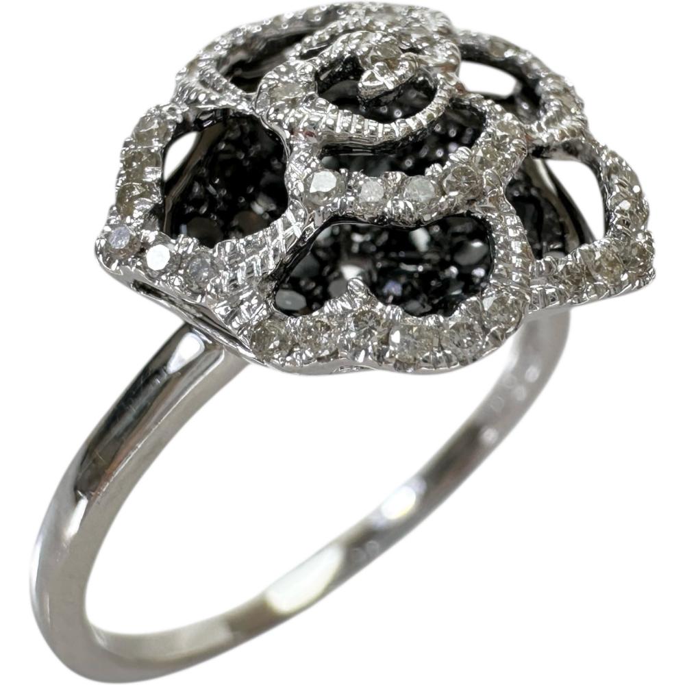 15.5号 薔薇/バラモチーフ ダイヤモンド/ブラックダイヤモンド 0.50ct 