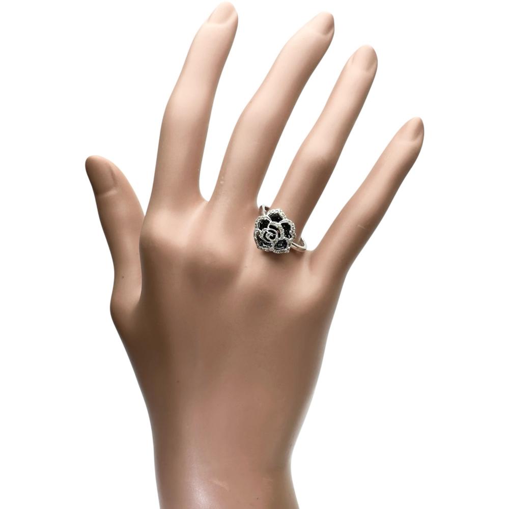 15.5号 薔薇/バラモチーフ ダイヤモンド/ブラックダイヤモンド 0.50ct 