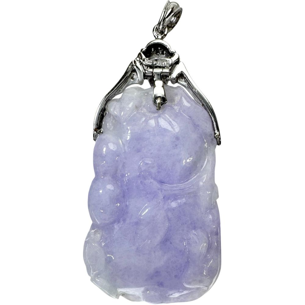 ラベンダーヒスイ（彫り翡翠） ダイヤモンド 0.06ct ペンダントトップ