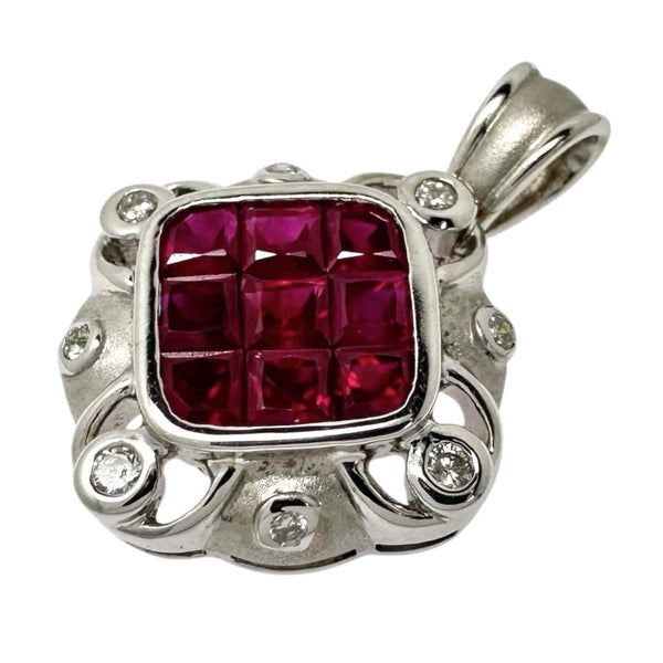 ミステリーセッティングルビー 計1.90ct ダイヤモンド 計0.18ct