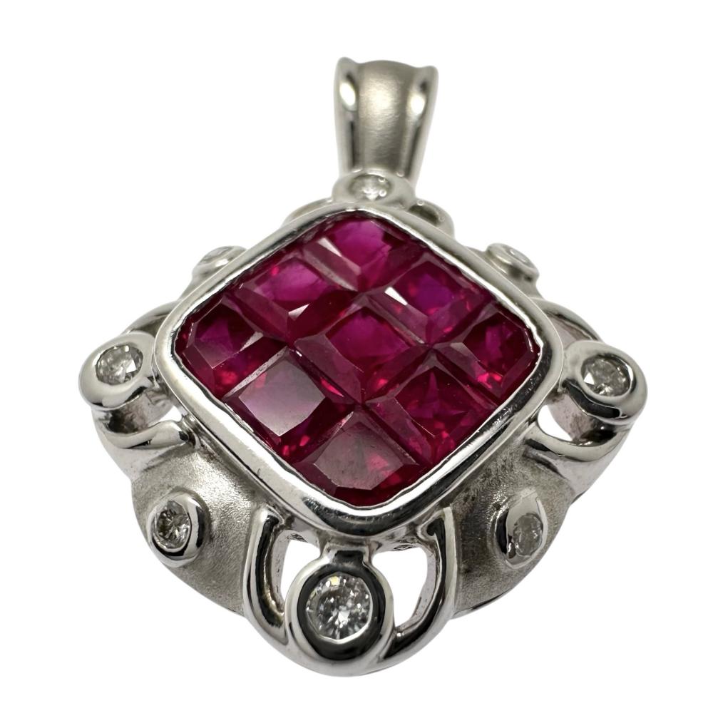 ミステリーセッティングルビー 計1.90ct ダイヤモンド 計0.18ct