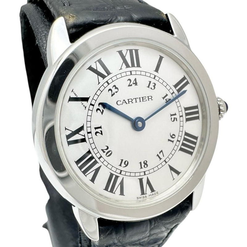 【CARTIER/カルティエ】 ロンドソロSM W6700155 保証書/ギャラ付き　電池交換済み 腕時計 ステンレススチール/レザー クオーツ シルバー文字盤/ブラックレザー レディース
【中古】【真子質店】【GD】




【ITxx】