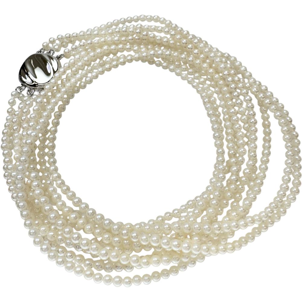 5連 アコヤベビーパール(真珠)2.5-3.0mm ネックレス シルバー 30.9g 