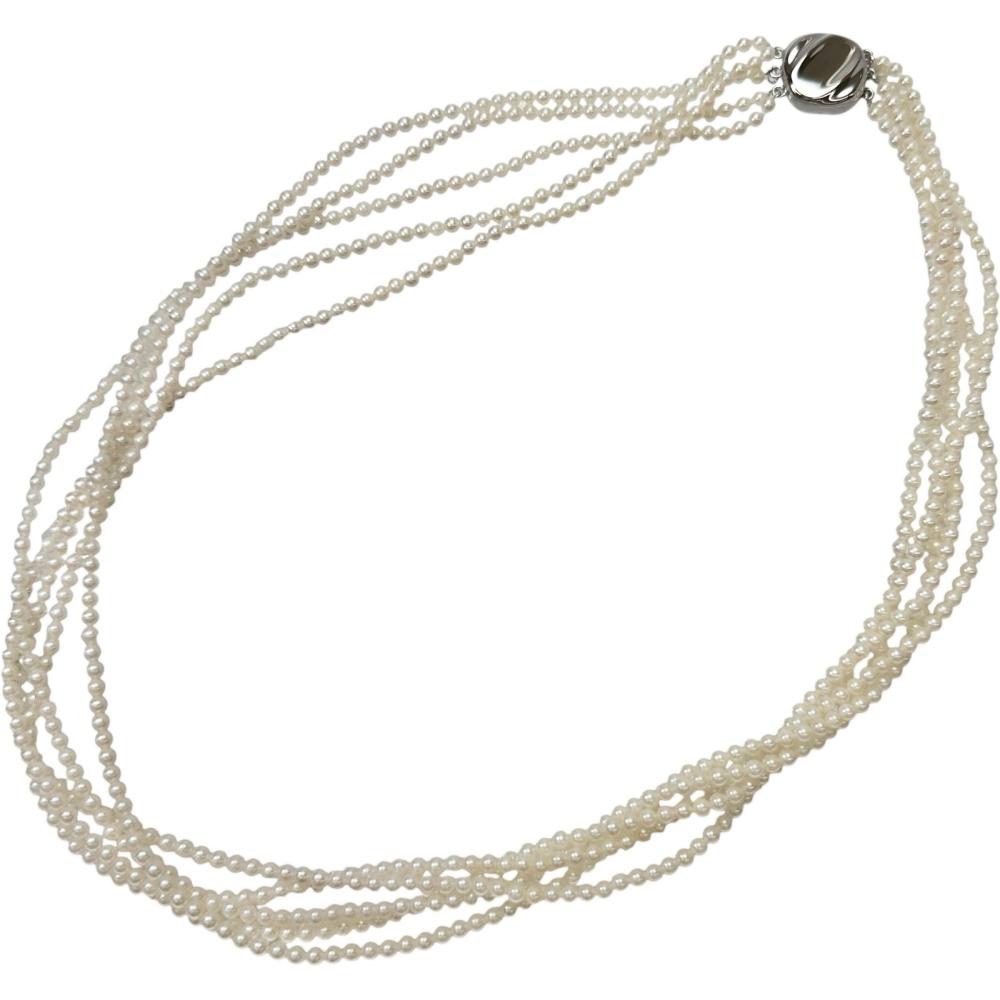 5連 アコヤベビーパール(真珠)2.5-3.0mm ネックレス シルバー 30.9g