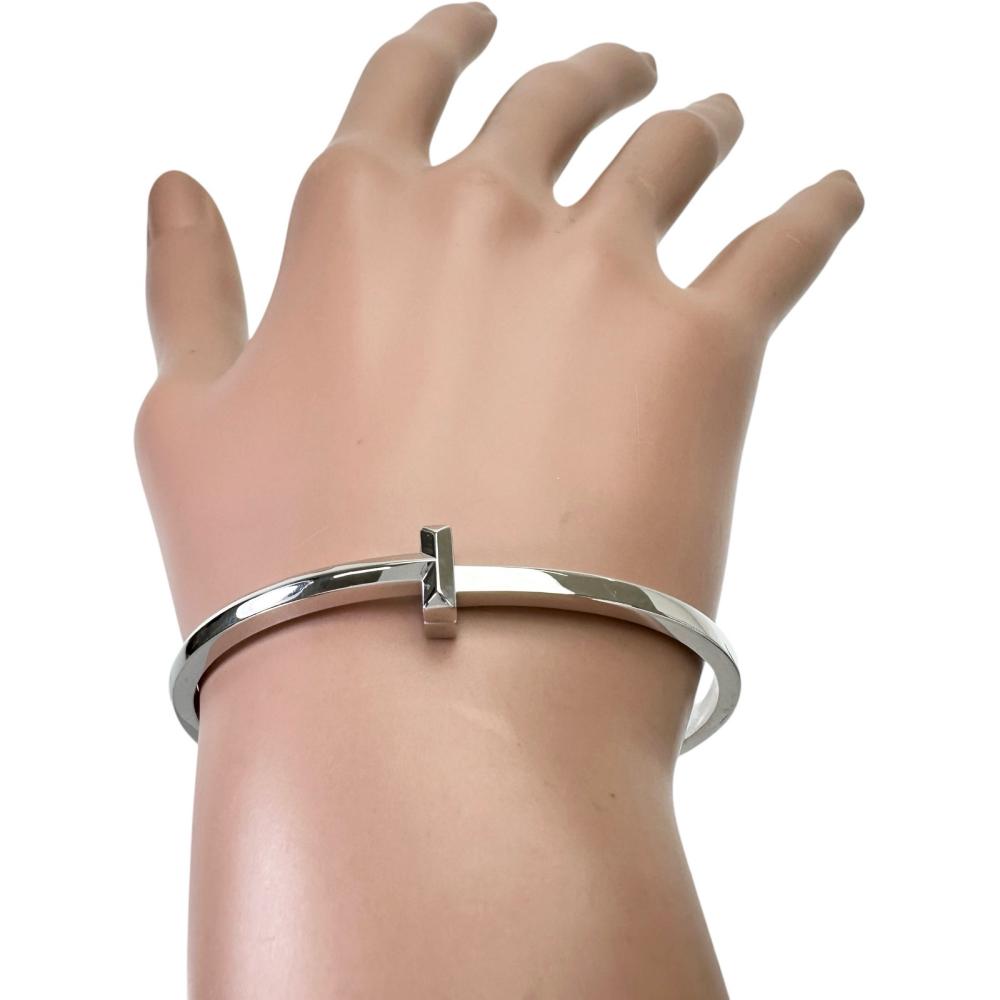 【hetwome】ティファニー　ホワイトゴールドヒンジバングル TIFFANY&Co./ティファニー】 ブレスレット T ワン ナロー ヒンジ