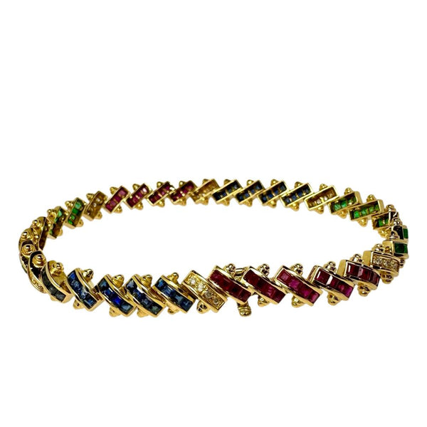 ルビー/サファイア 計3.34/計3.34ct エメラルド 計2.57ct ダイヤモンド 計0.15ct ブレスレット K18ゴールド 18金 19.7g 18cm レディース
【中古】【真子質店】【NN】




【MaxDK】