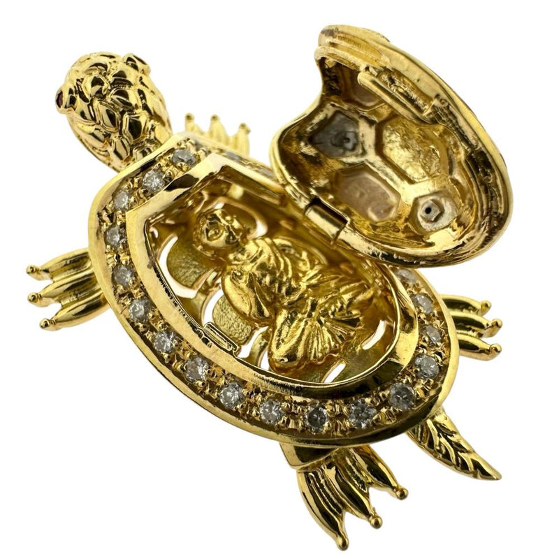 亀モチーフ ダイヤモンド 計0.24ct ルビー ペンダントトップ K18
