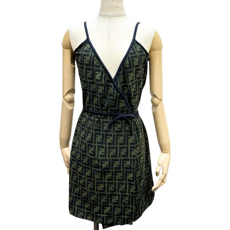 【FENDI/フェンディ】 ズッカ柄 カシュクール ワンピース コットン/（85％コットン/15％エラスタン） カーキ レディース【中古】【真子質店】【GD】




【Yx】