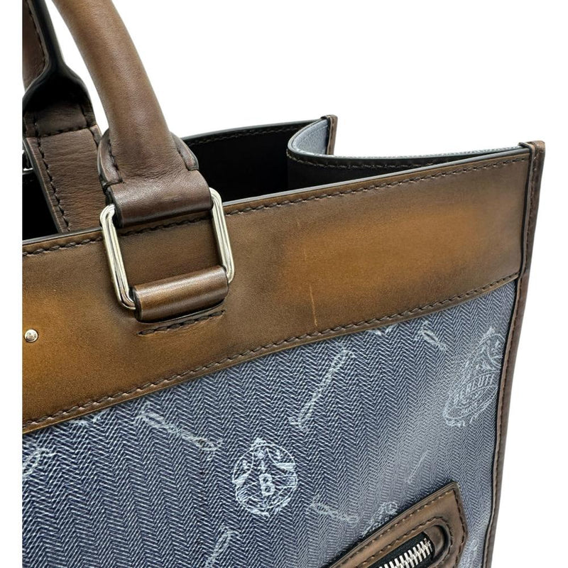 【Berluti/ベルルッティ】 ウリス スモール 2WAYハンド＆ショルダーバッグ トートバッグ キャンバス/レザー ブルーキャンバス/ブラウンレザー レディース【中古】【真子質店】【BL】




【ITYMo】