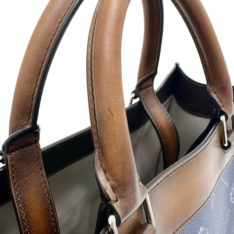 【Berluti/ベルルッティ】 ウリス スモール 2WAYハンド＆ショルダーバッグ トートバッグ キャンバス/レザー ブルーキャンバス/ブラウンレザー レディース【中古】【真子質店】【BL】




【ITYMo】