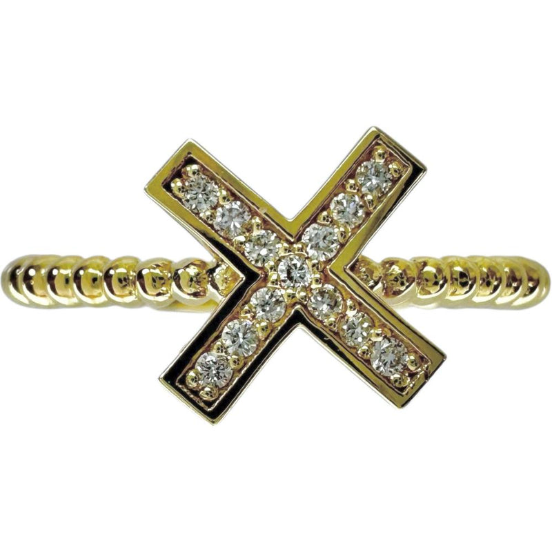 11号 クロス ダイヤモンド 0.06ct リング・指輪 K18ゴールド 18金 1.6g 