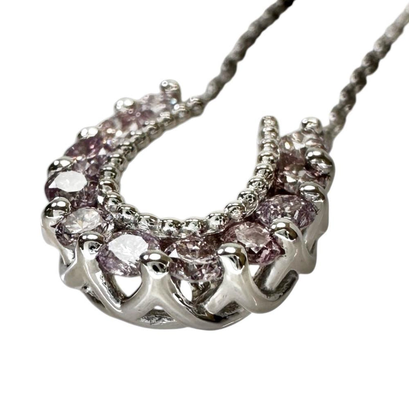 馬蹄デザイン ピンクダイヤモンド 0.17ct ネックレス K18WGホワイト 