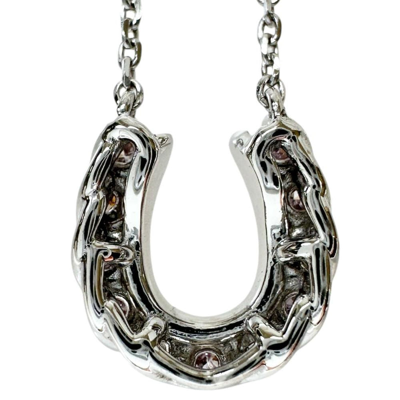 馬蹄デザイン ピンクダイヤモンド 0.17ct ネックレス K18WGホワイト 