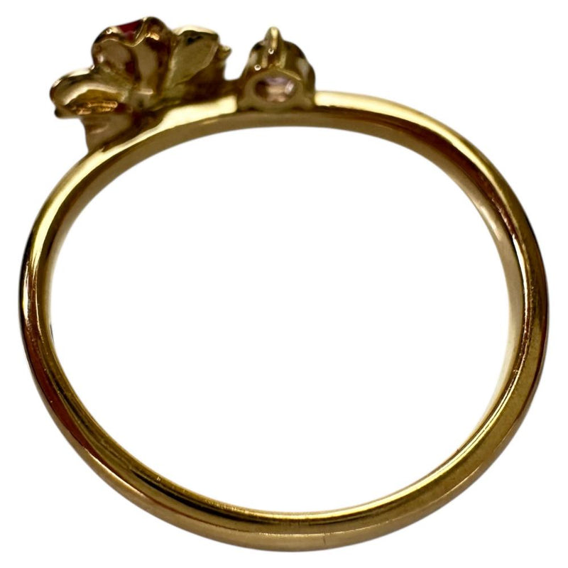 11号 エナメル フラワー 花 ピンクサファイア 0.08ct リング・指輪 K18 