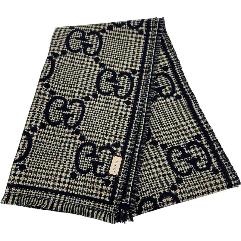 GUCCI/グッチ】 660025 GGウールスカーフ ストール ウール100％ 黒