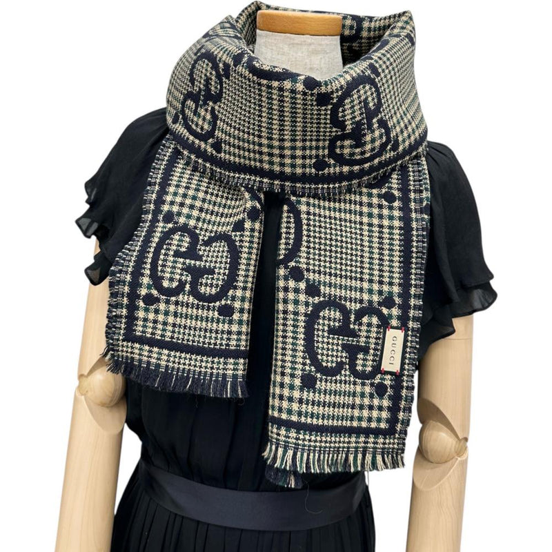GUCCI/グッチ】 660025 GGウールスカーフ ストール ウール100％ 黒