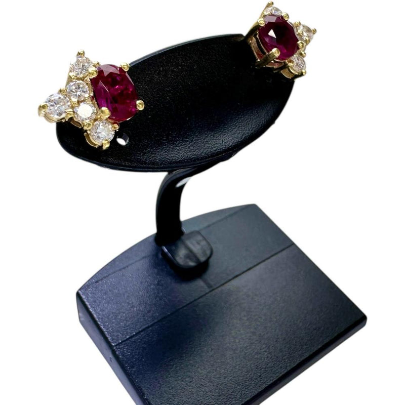 K18 ビルマ産 非加熱 ルビー ピアス 0.7ct K18YG ルビー ピアス K18 