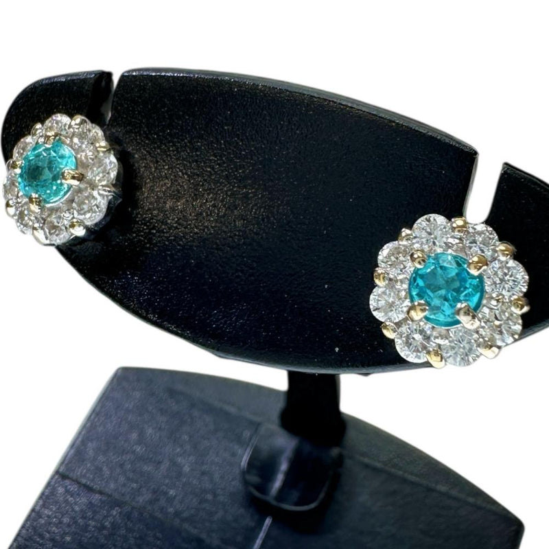 パライバトルマリン 0.092/0.085ct ダイヤモンド 0.17/0.17 ct ピアス