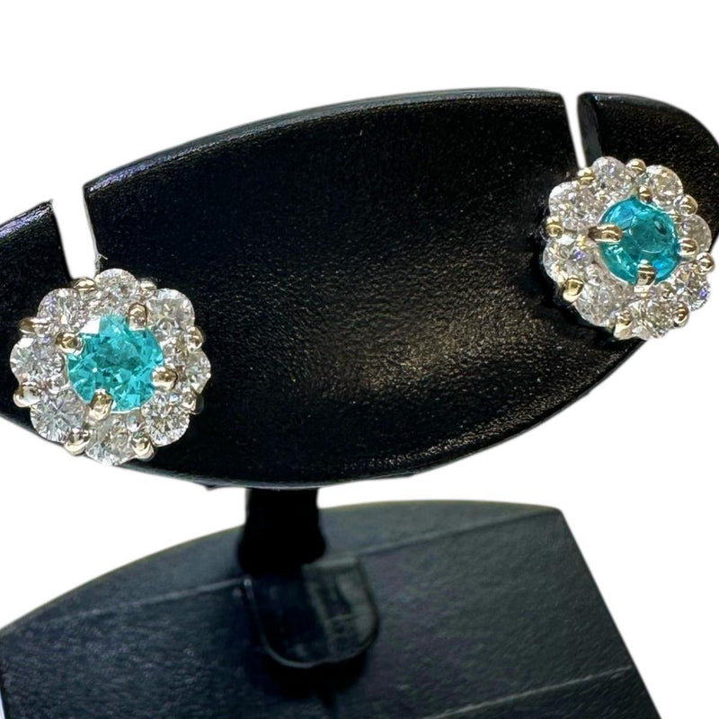 パライバトルマリン 0.092/0.085ct ダイヤモンド 0.17/0.17 ct ピアス 