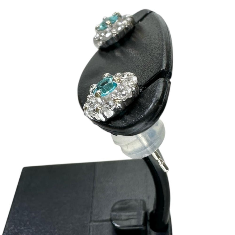 パライバトルマリン 0.092/0.085ct ダイヤモンド 0.17/0.17 ct ピアス