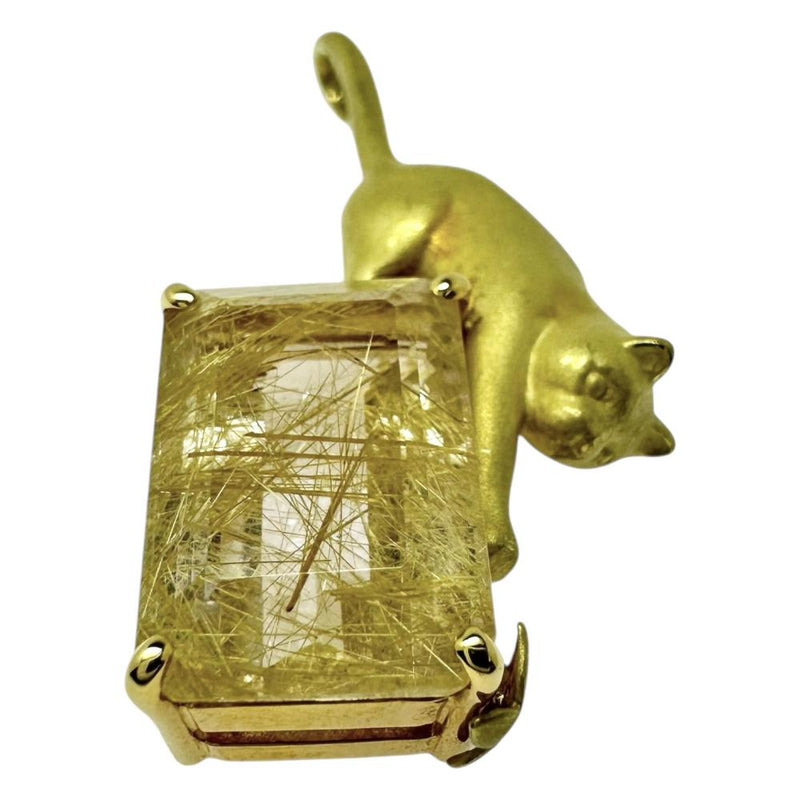 キャットモチーフ ルチルクォーツ 7.00ct ペンダントトップ K18