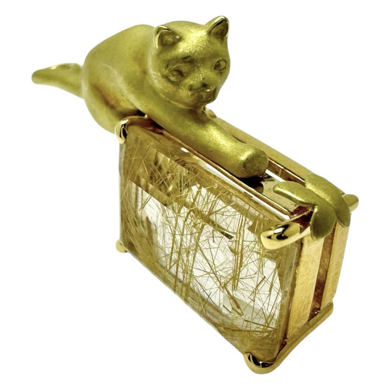 キャットモチーフ ルチルクォーツ 7.00ct ペンダントトップ K18