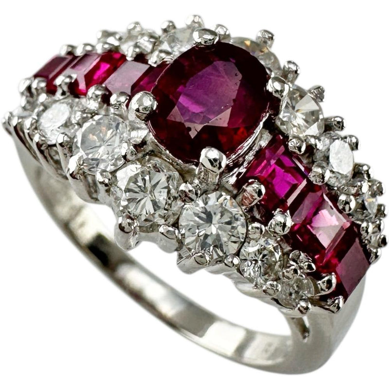 15.5号 ルビー 0.75/1.15ct ダイヤモンド 1.11ct リング・指輪 Pt900 