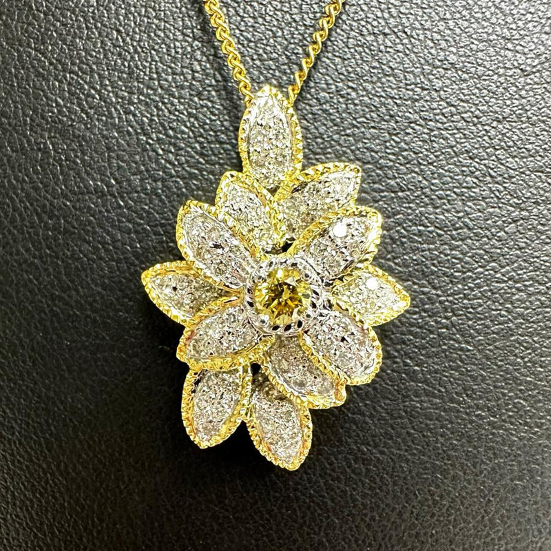 天然イエローダイヤモンド 0.18ct ダイヤモンド 計0.65ct ペンダント 