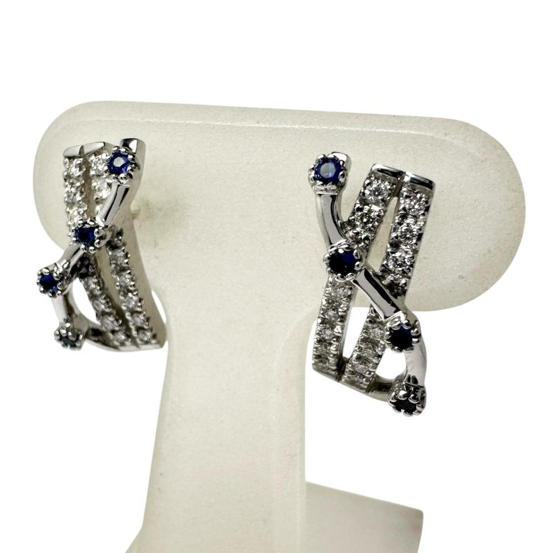 サファイア 計0.08×2ct ダイヤモンド 計0.08×2ct ピアス K18WGホワイト 