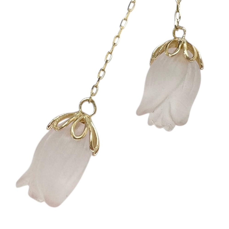 フラワーモチーフ ダイヤモンド 計0.02×2ct ローズクォーツ ピアス K18 