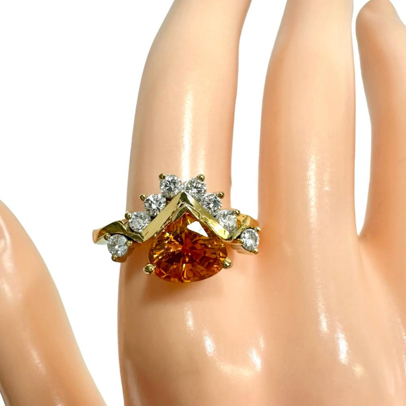 14号 オレンジサファイア(拡散処理なし) 2.890ct ダイヤモンド リング 