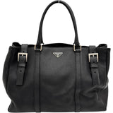 【PRADA/プラダ】 三角プレート トートバッグ ハンドバッグ レザー/（トリヨン） ブラック/シルバー金具 レディース【中古】【真子質店】【BL】




【DMax】