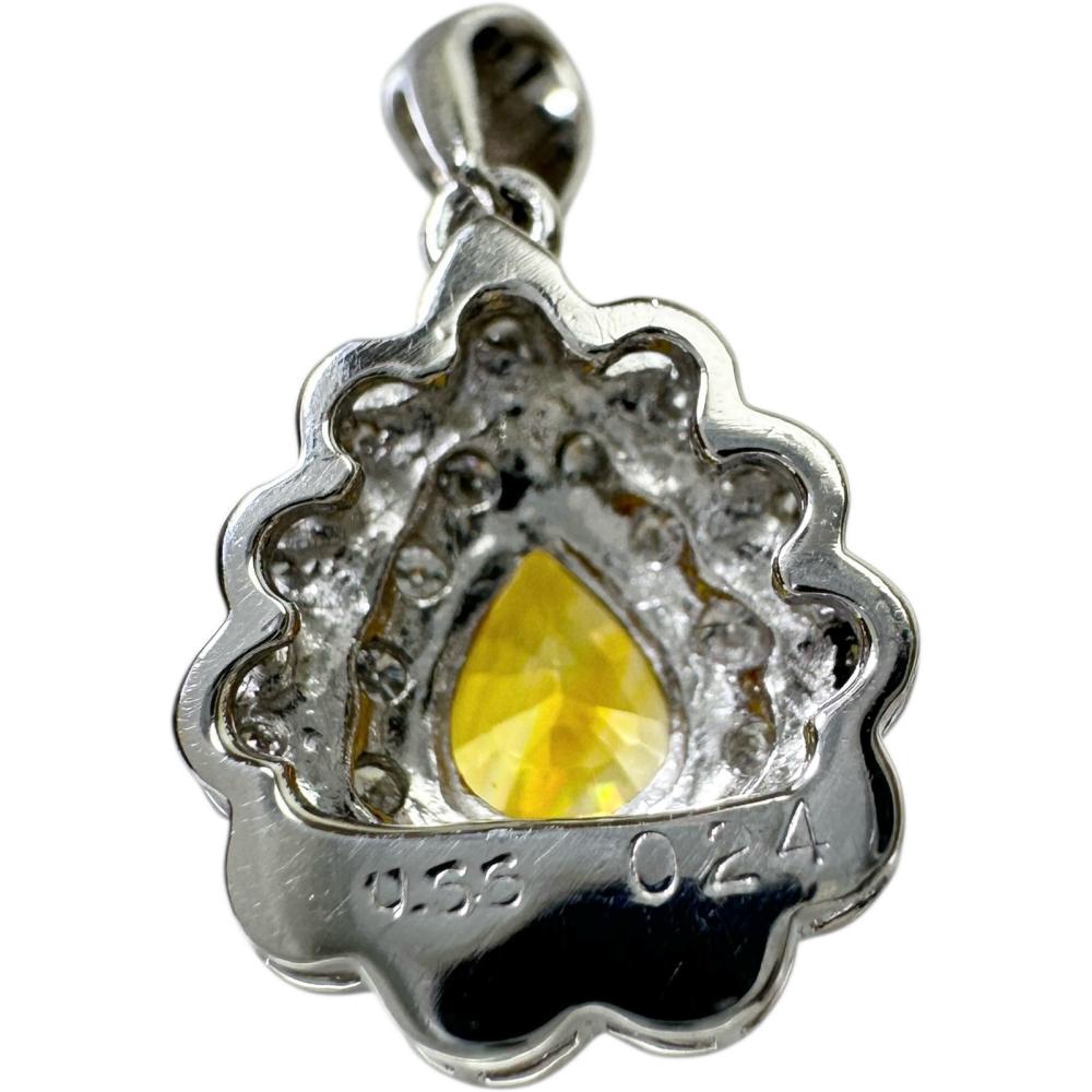 イエローサファイア 0.55ct ダイヤモンド 0.24ct ペンダントトップ