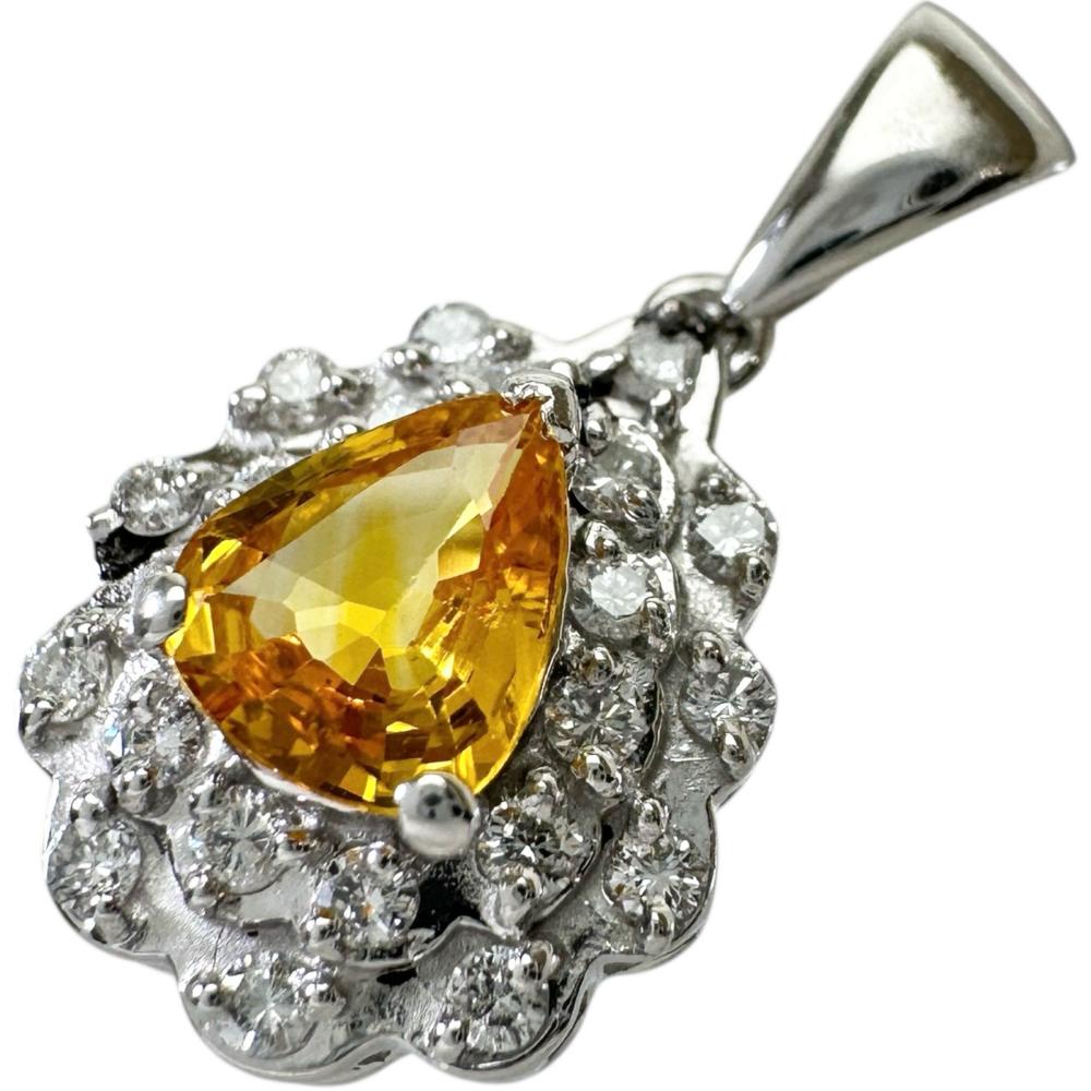 イエローサファイア 0.55ct ダイヤモンド 0.24ct ペンダントトップ
