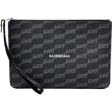 BALENCIAGA 702627 Clutch Bag PVC Coated Canvas BB Monogram Pattern / Black Men's [Used] [Makoto Shichiten] [BL]

[Txx]